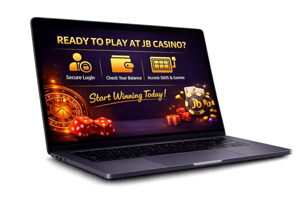 Laptop with the inscription “Are you ready to play?” 